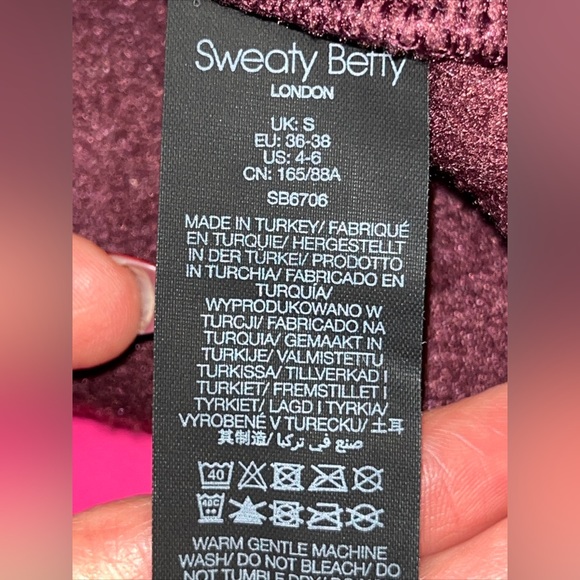 SWEATY BETTY Sweatshirt Altitude Thermal Half SNAP Plum Red Side Zippers Pockets - Picture 10 of 16